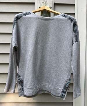 Yo Los Angeles Gray Sweatshirt with Embroidered Shoulder and Side Panels, Size L